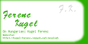 ferenc kugel business card